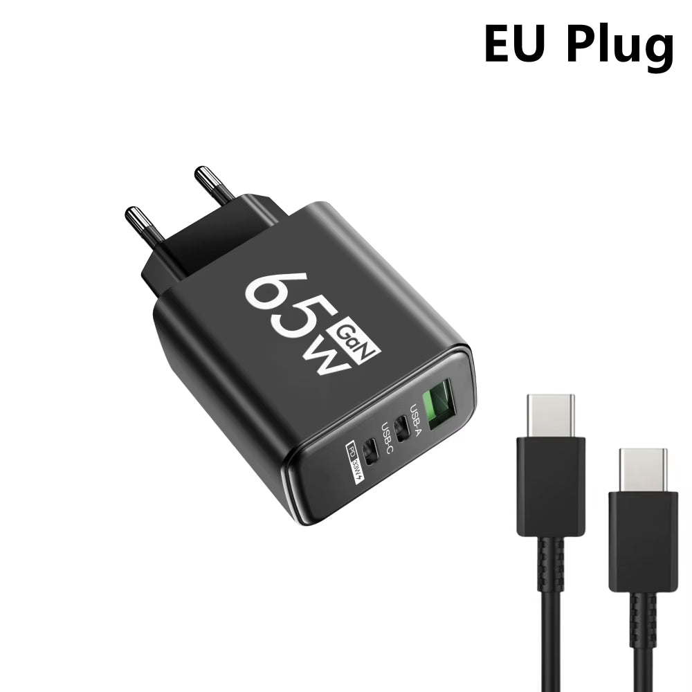 3 Ports Quick Charge USB Charger PD Type C Fast Charging Adapter Wall EU US KR Plug Charger for Iphone 16 Xiaomi Samsung Huawei