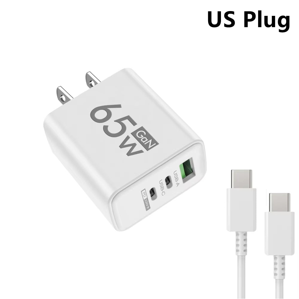 3 Ports Quick Charge USB Charger PD Type C Fast Charging Adapter Wall EU US KR Plug Charger for Iphone 16 Xiaomi Samsung Huawei