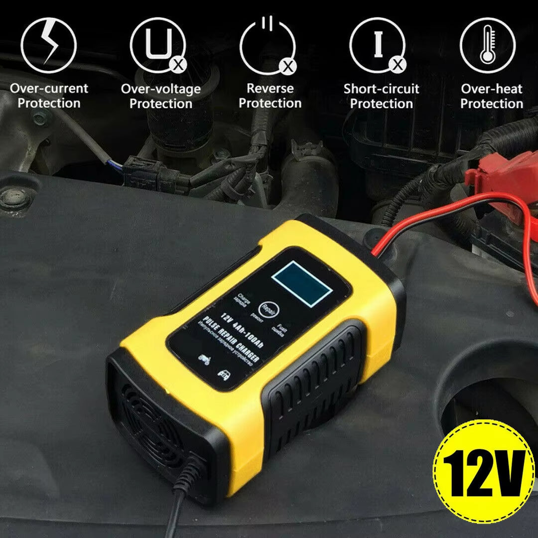 12V 6A Intelligent Car Battery Charger for AGM Lead Acid Dry Wet Gel Battery 75AH 90AH 100AH Smart Power Charge DC 6A 13.8V